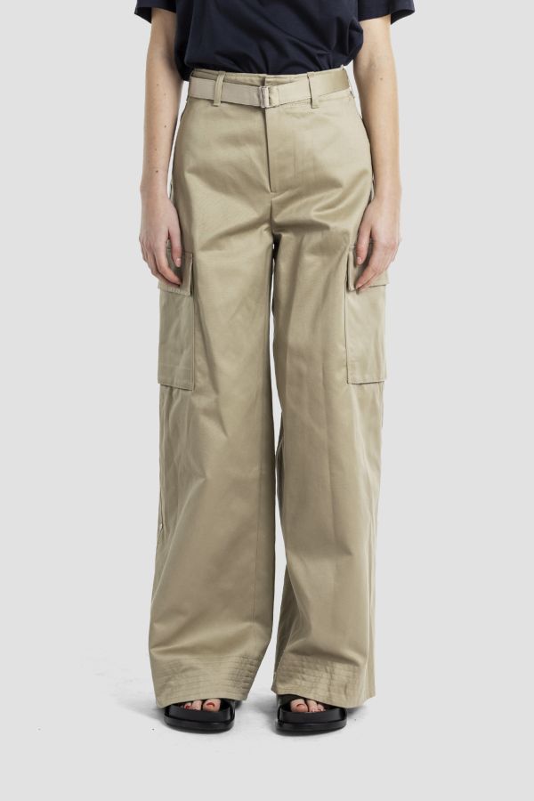 Sacai Cotton cargo pants in beige