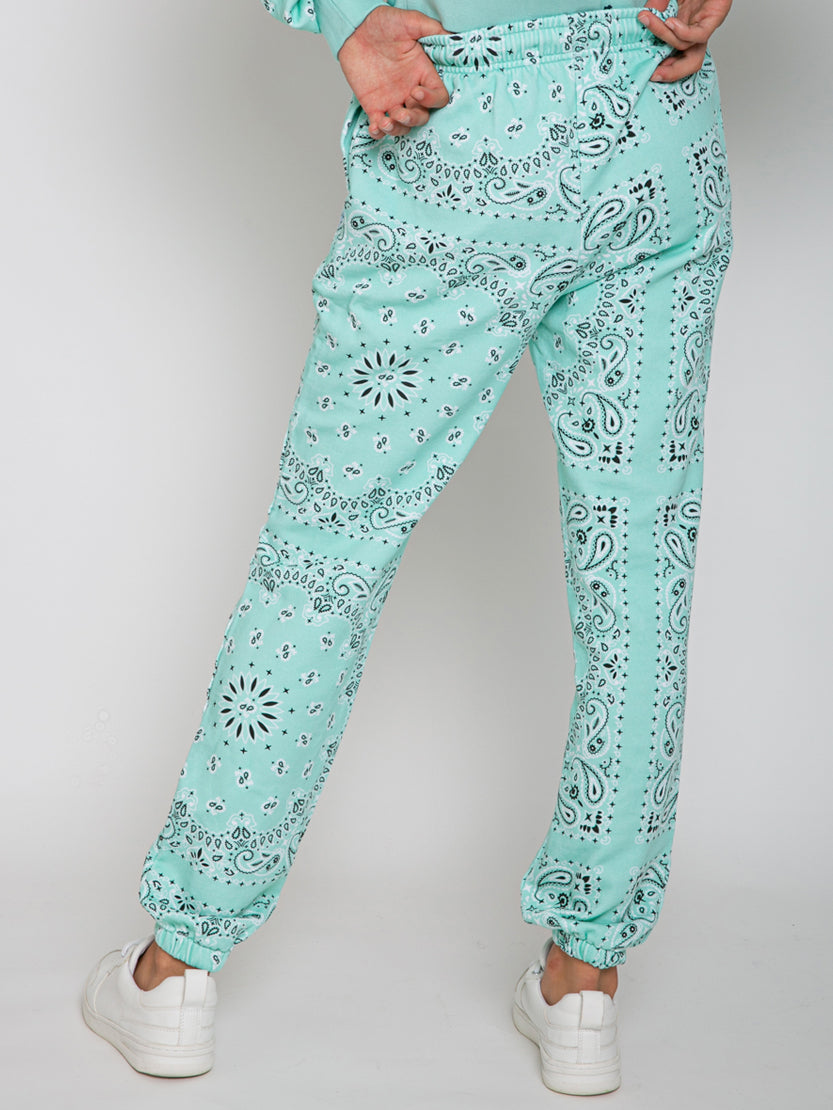Cotton Bandanna Joggers With Saint Barth Embroidery Green Pant