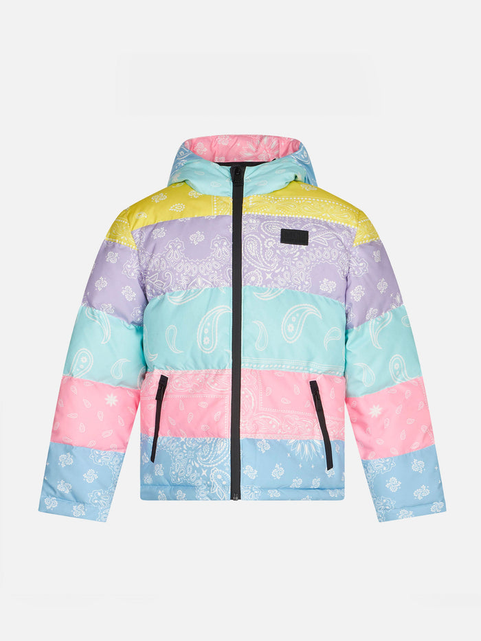 Girl Hooded Down Padded Jacket Bandanna Print