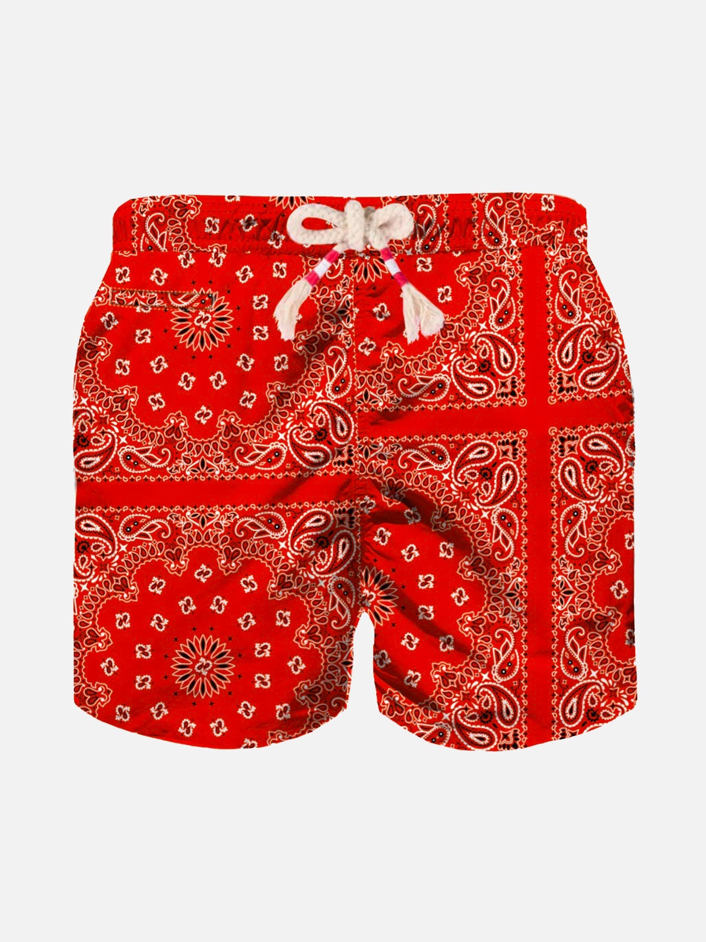 Boy Swim Shorts With Bandanna Print Red Swimshort