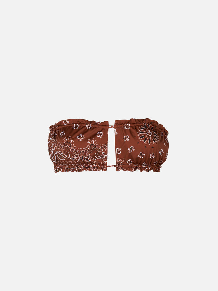 Lyam Brown Bandana Bandeau Bikini Top