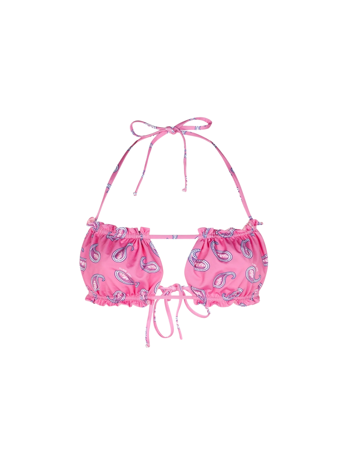 Pink Lyam Bandeau Bikini Top With Paisley Print