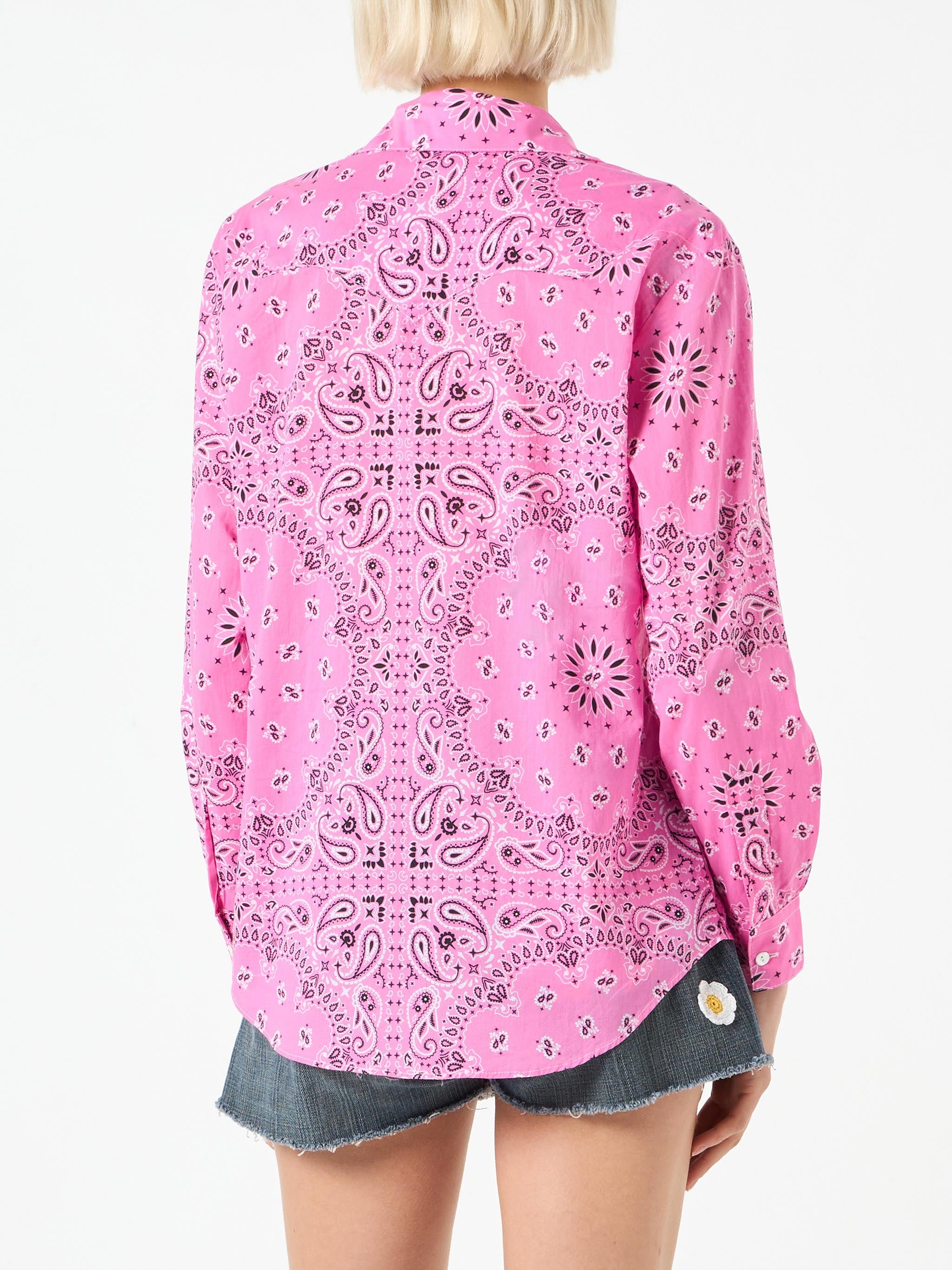 Amaya Pink Bandana Print Western Shirt