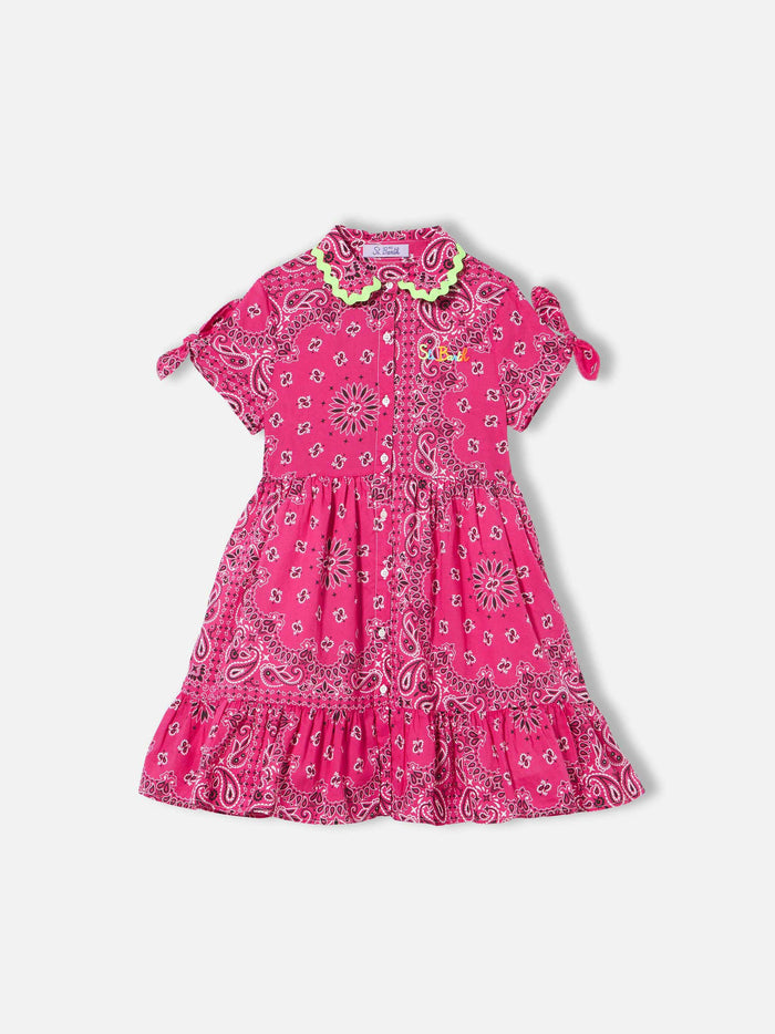 Girl Fuchsia Dress With Bandana Pattern __single__