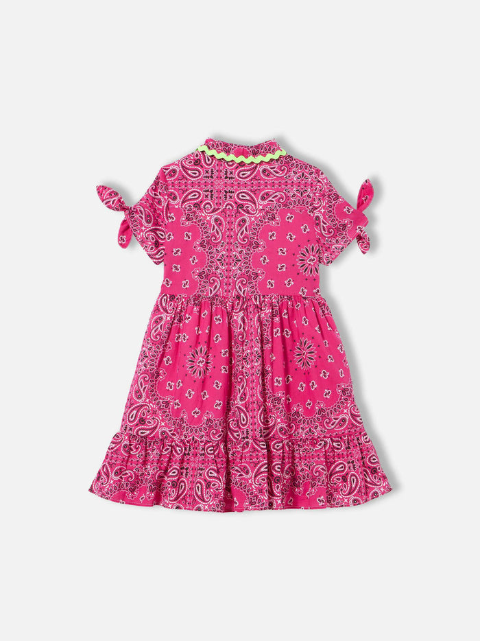 Girl Fuchsia Dress With Bandana Pattern __single__