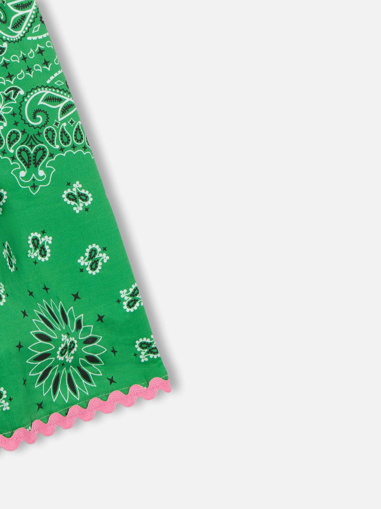 Girl Dress Bandanna Print Green