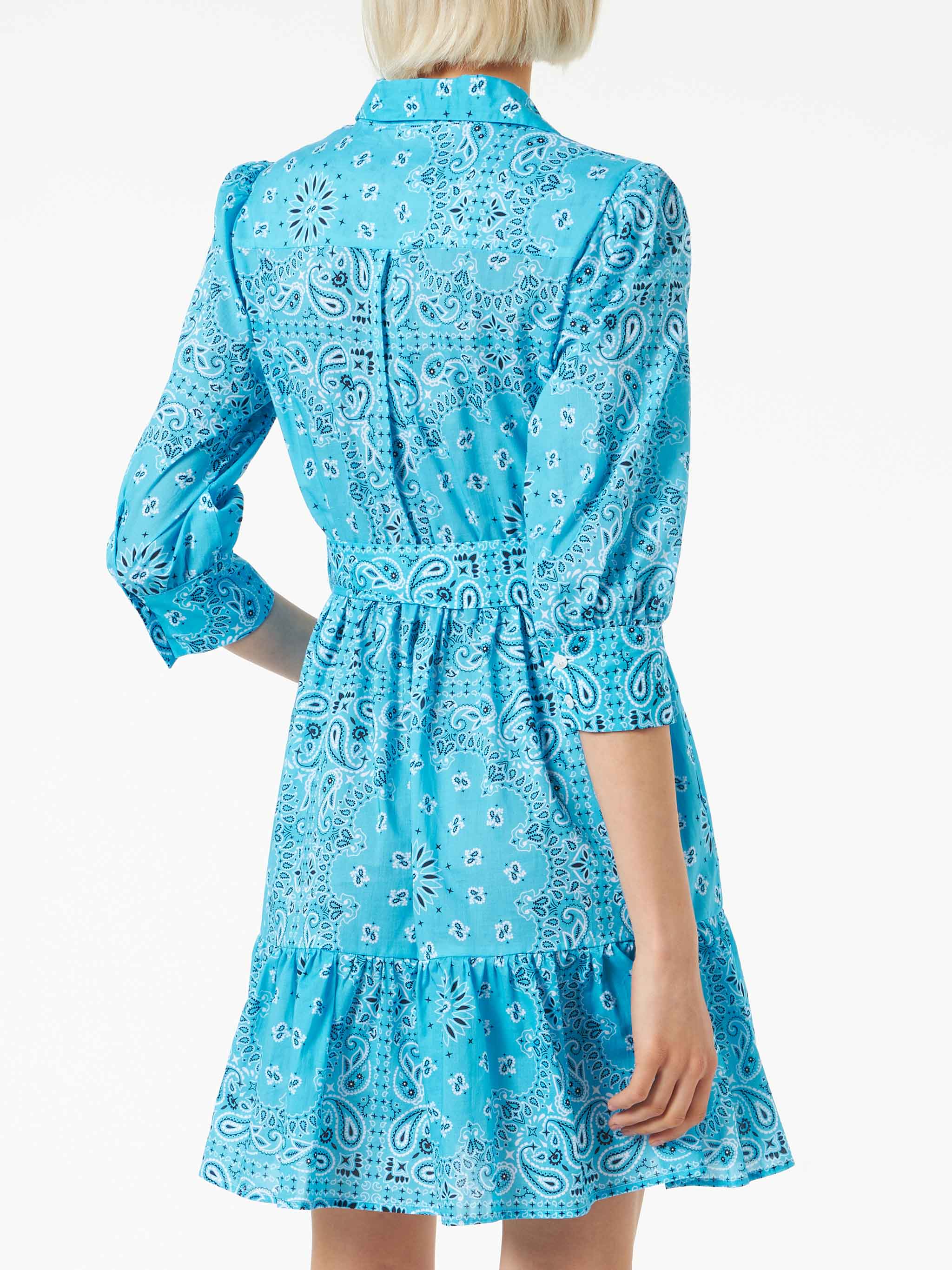 Bandana Print Cotton Short Dress Daisi With Embroideries __single__