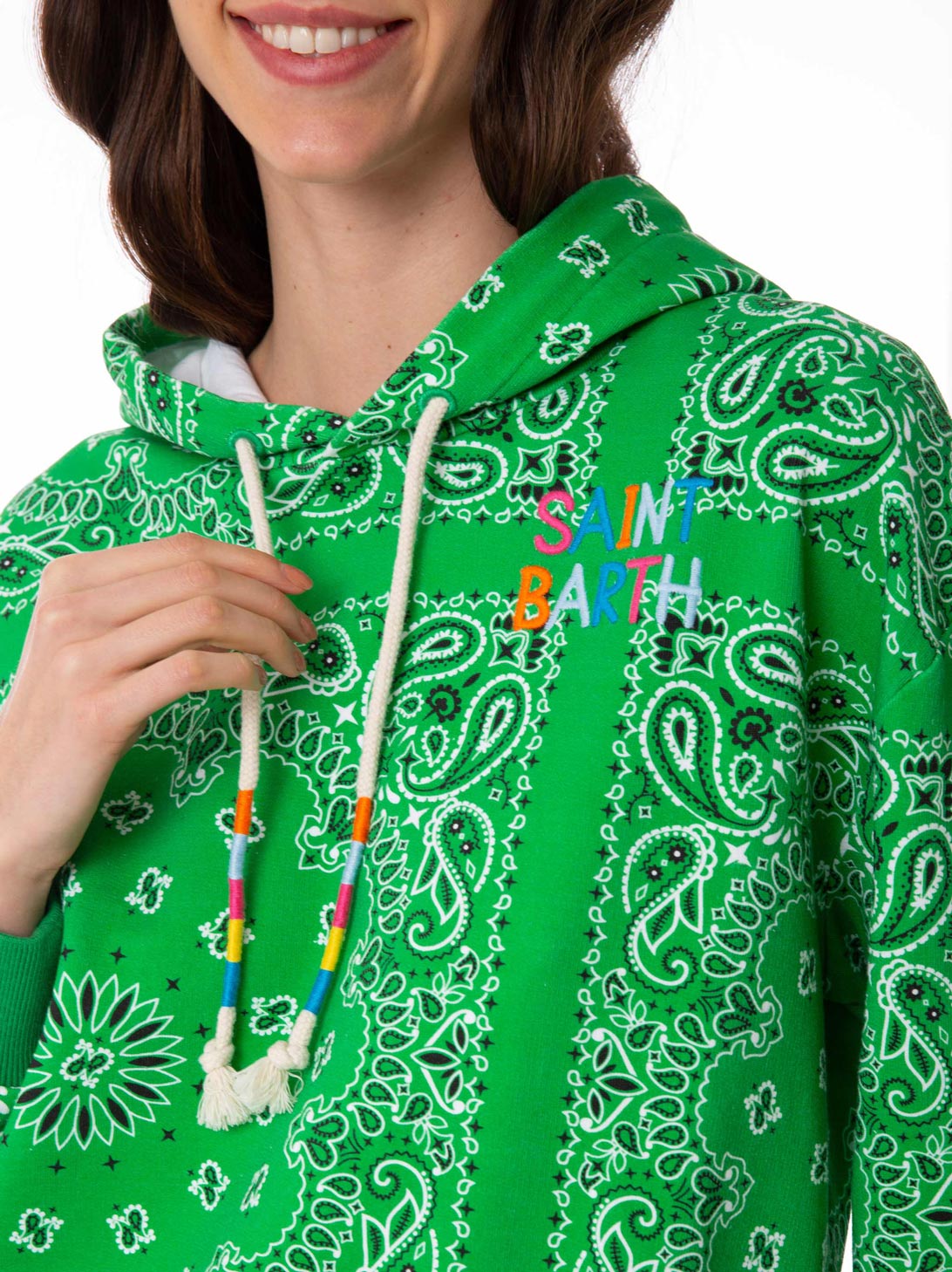 Cotton Hoodie With Bandanna Print Sweatshirt