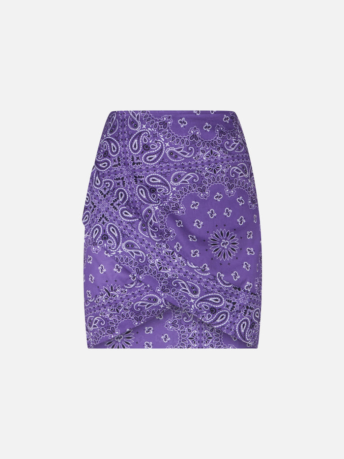 Angie Cotton Mini Skirt With Bandana Print Pink