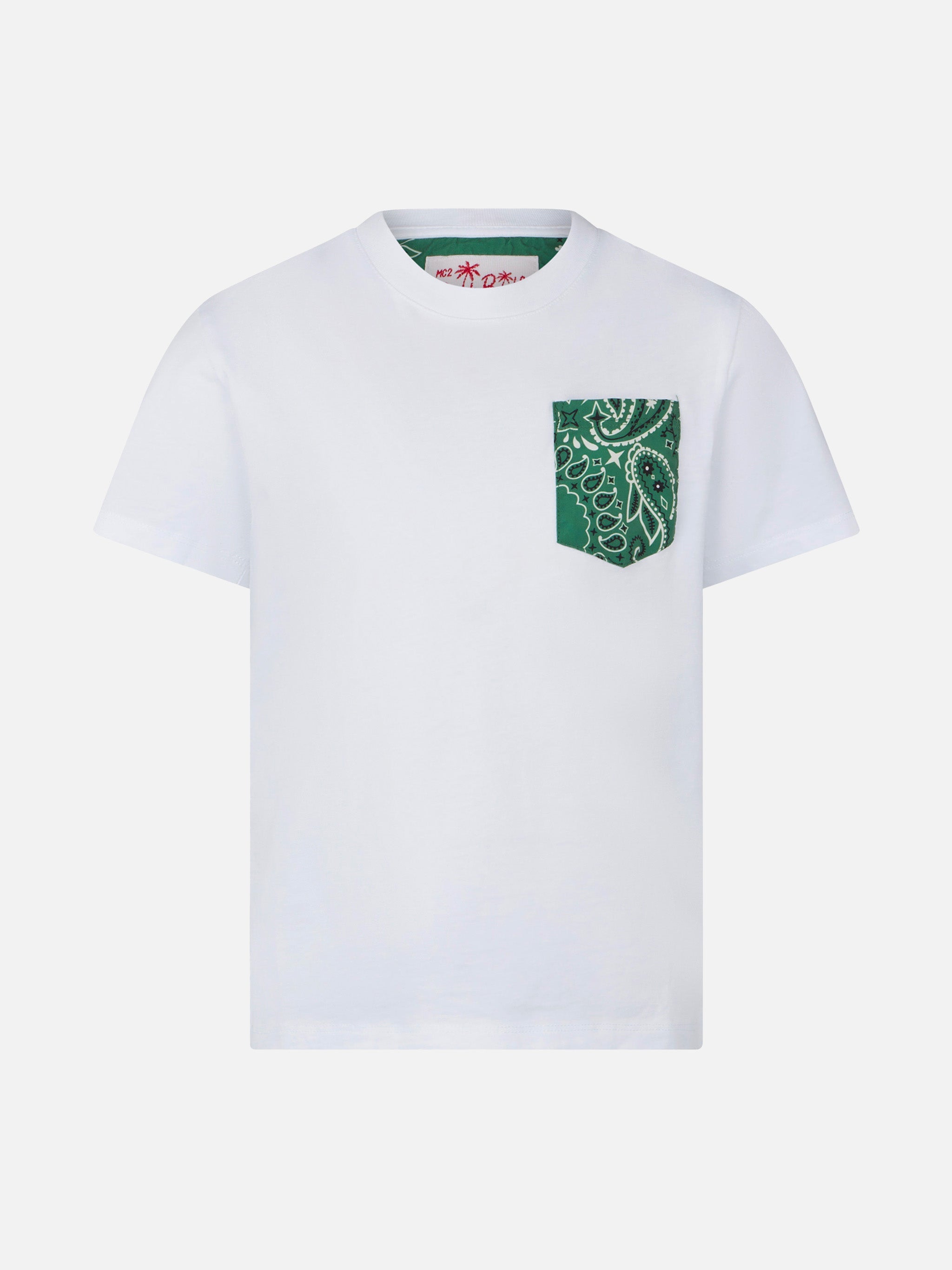 Boy Cotton T-Shirt With Printed Pocket Green