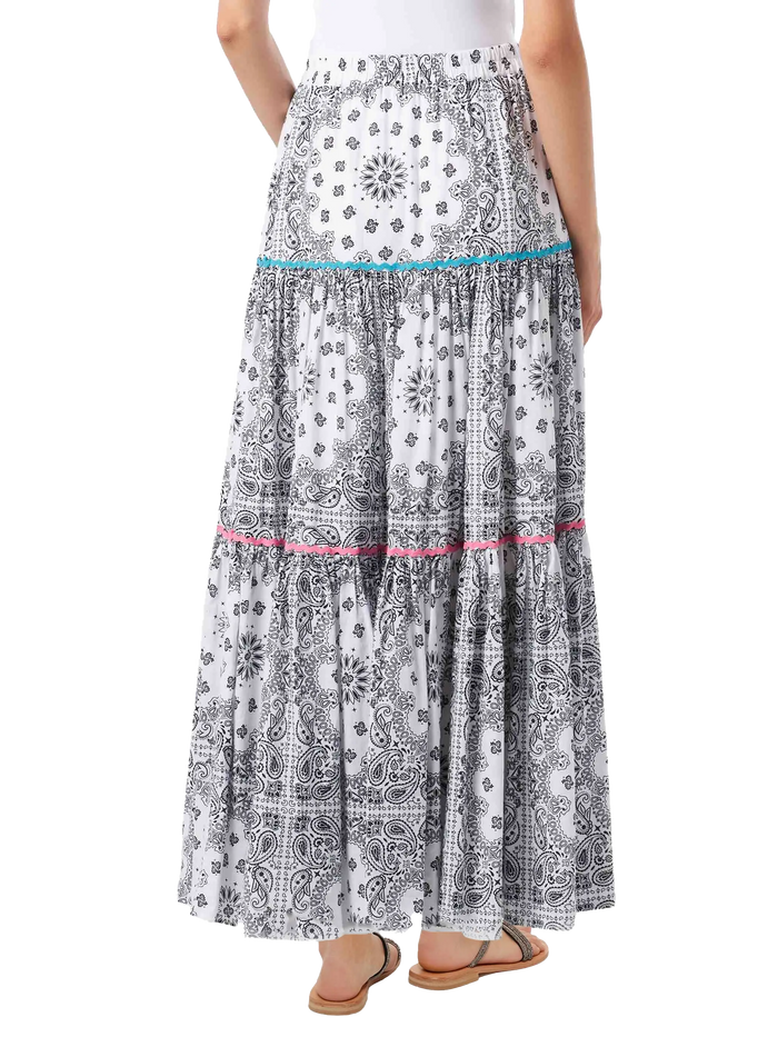 Cotton Long Skirt Rambla With Bandana Print White