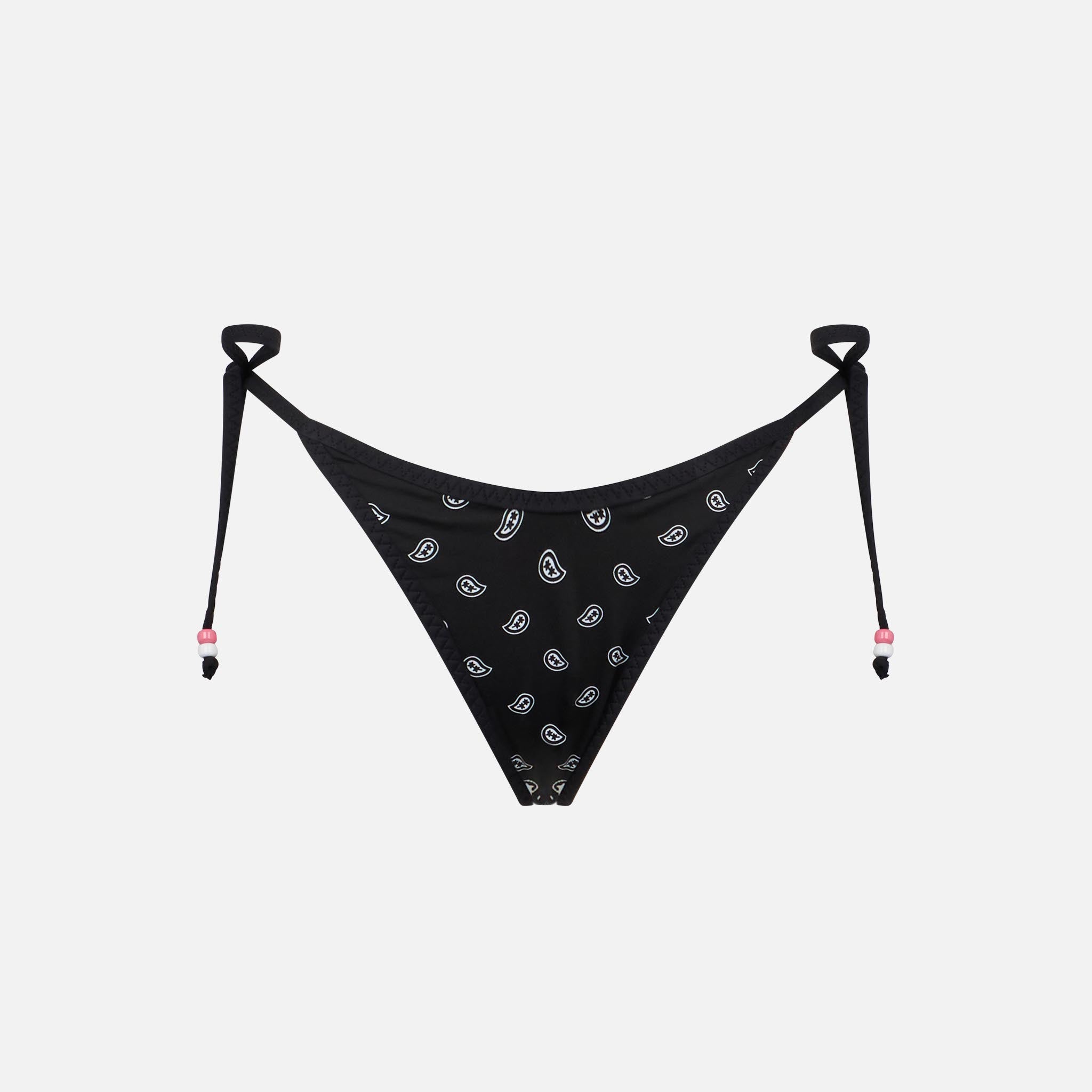 Norah String Cheeky Swim Briefs With Bandana Print And Charms Bottom