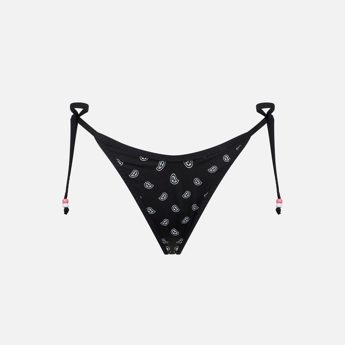 Norah String Cheeky Swim Briefs With Bandana Print And Charms Bottom