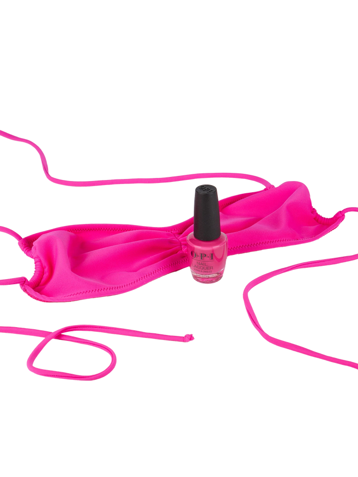 Fuchsia Crinkle Levante Bandeau Swimsuit Top Pink