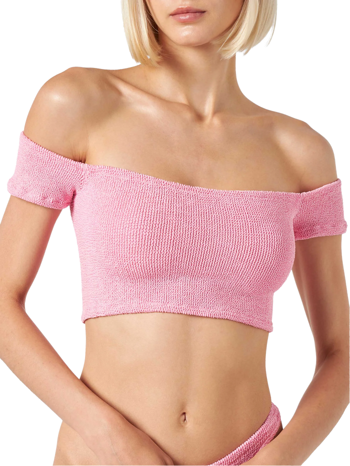 Pink Zena Crinkle Bikini Top