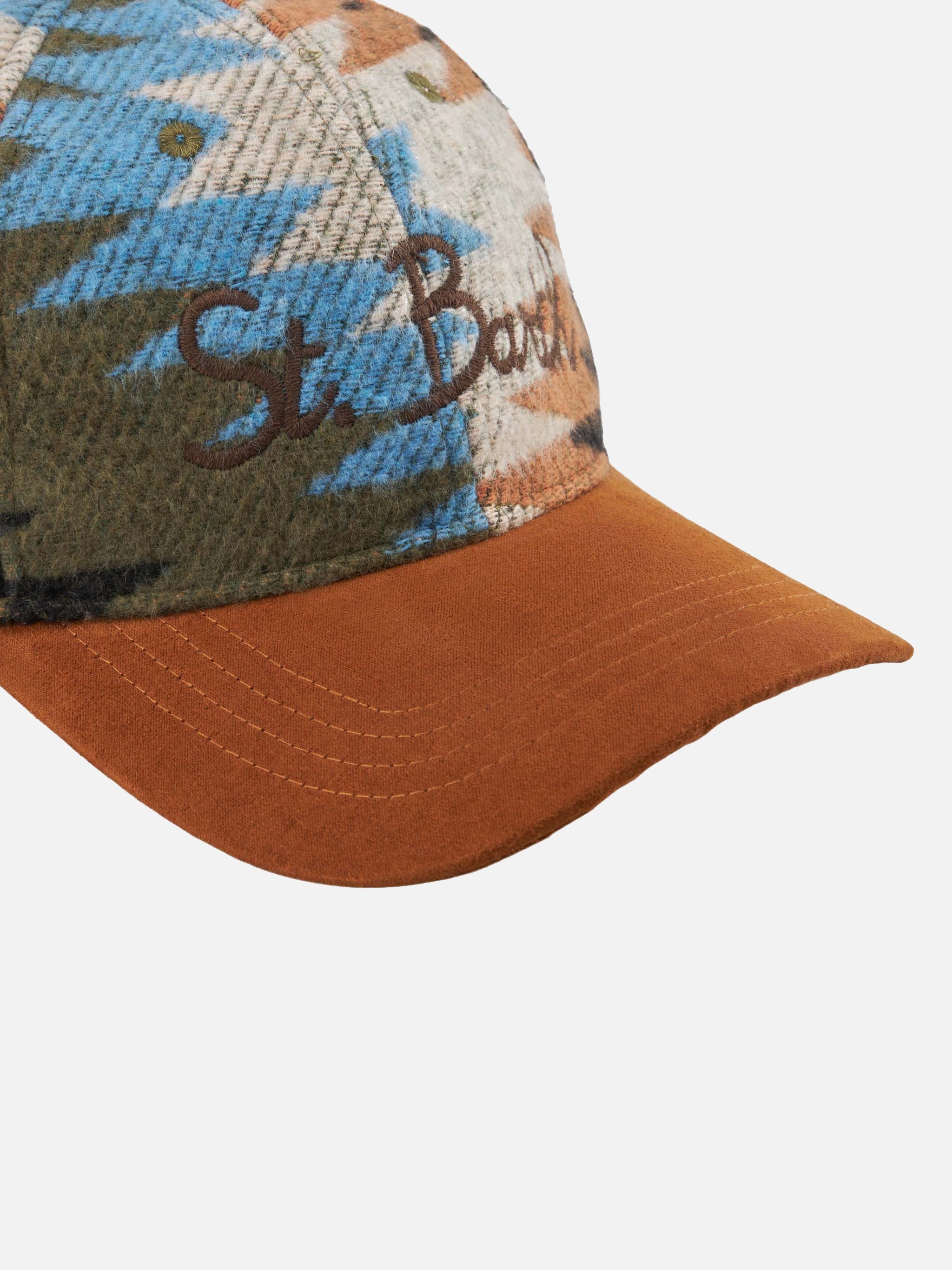 Baseball Corduroy Cap With St. Barth Embroidery Hat