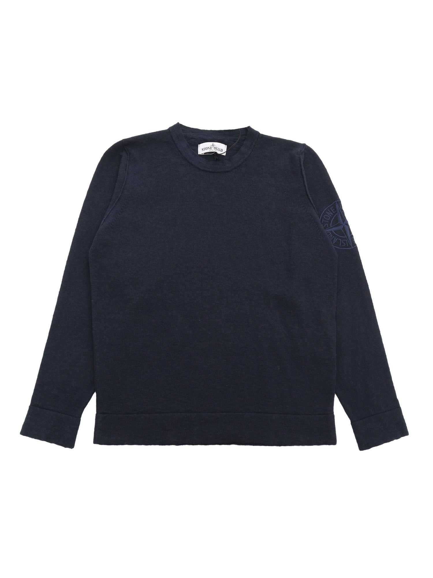 Blue sweater with logo Cotton Polyamide Crewneck