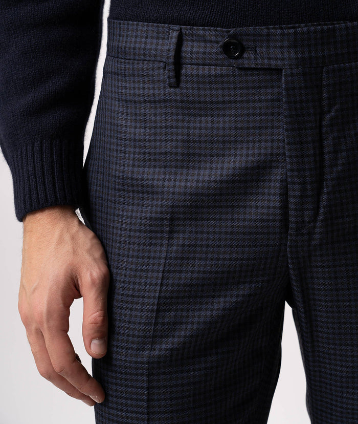 Wool Trousers Oberlech Navy No Pinces