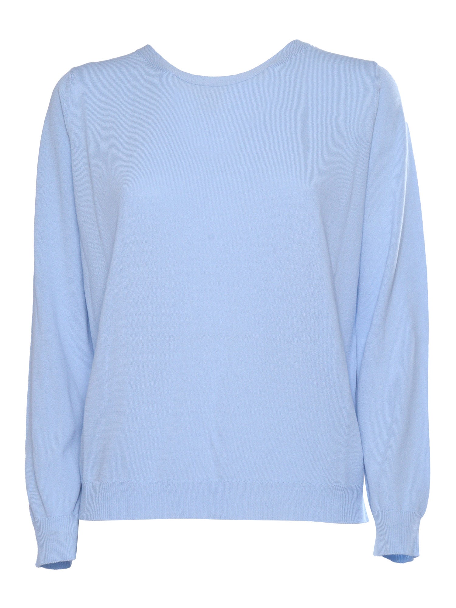 Light blue ribbed cotton sweater Crewneck
