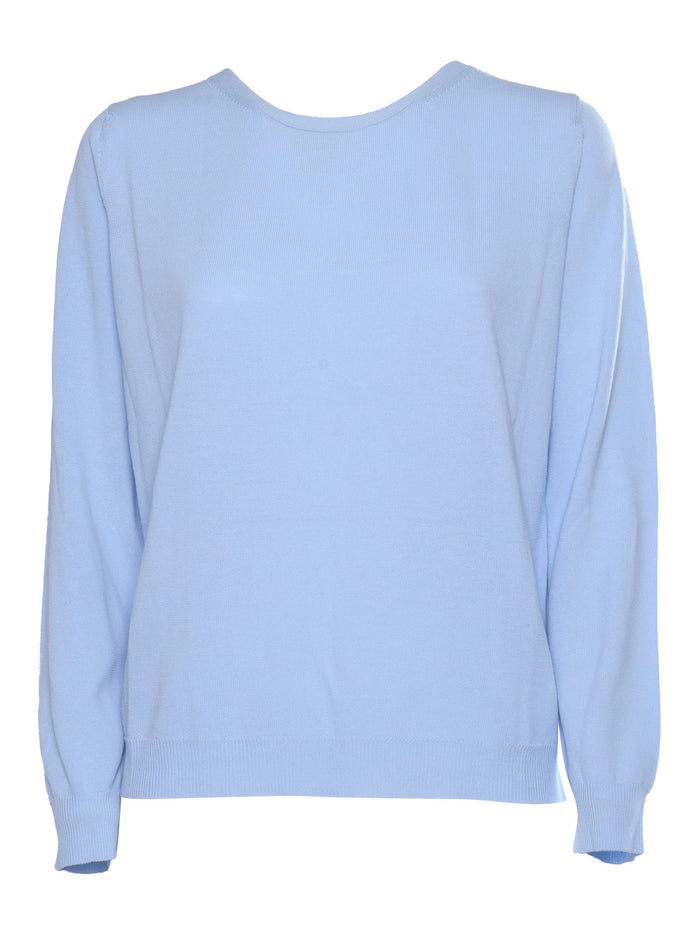 Light blue ribbed cotton sweater Crewneck