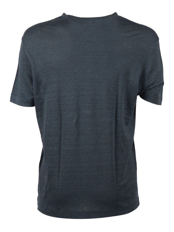 Short Sleeve T-Shirt Grey Linen Elastane Sleeves