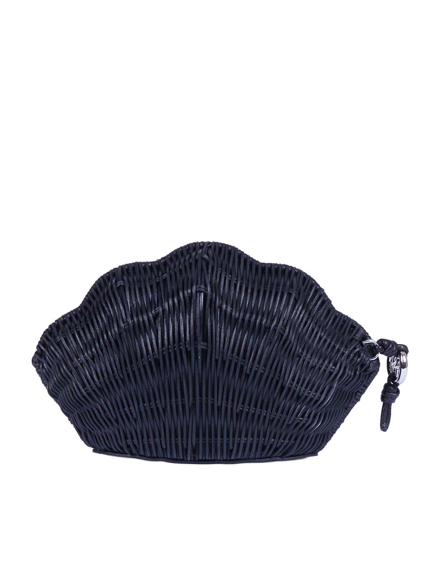 Sm Shell Clutch Black Rattan Handbag