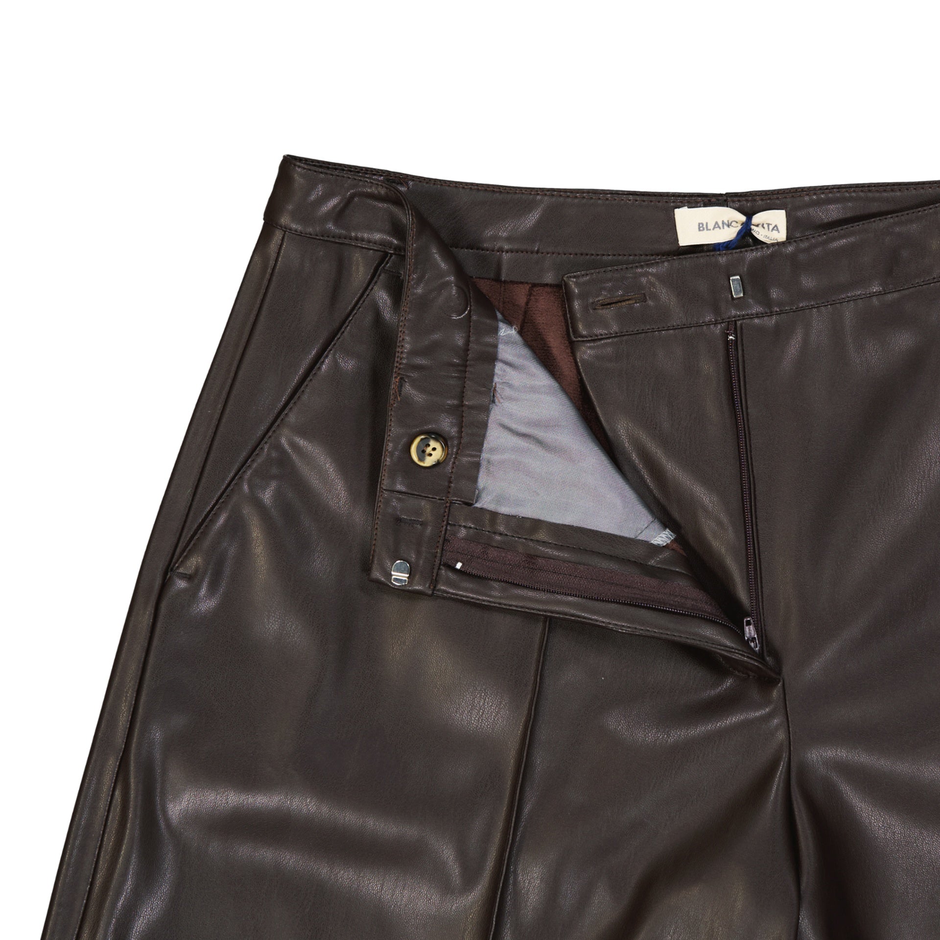 Blanca Vita Faux Leather Shorts Brown Polyurethane