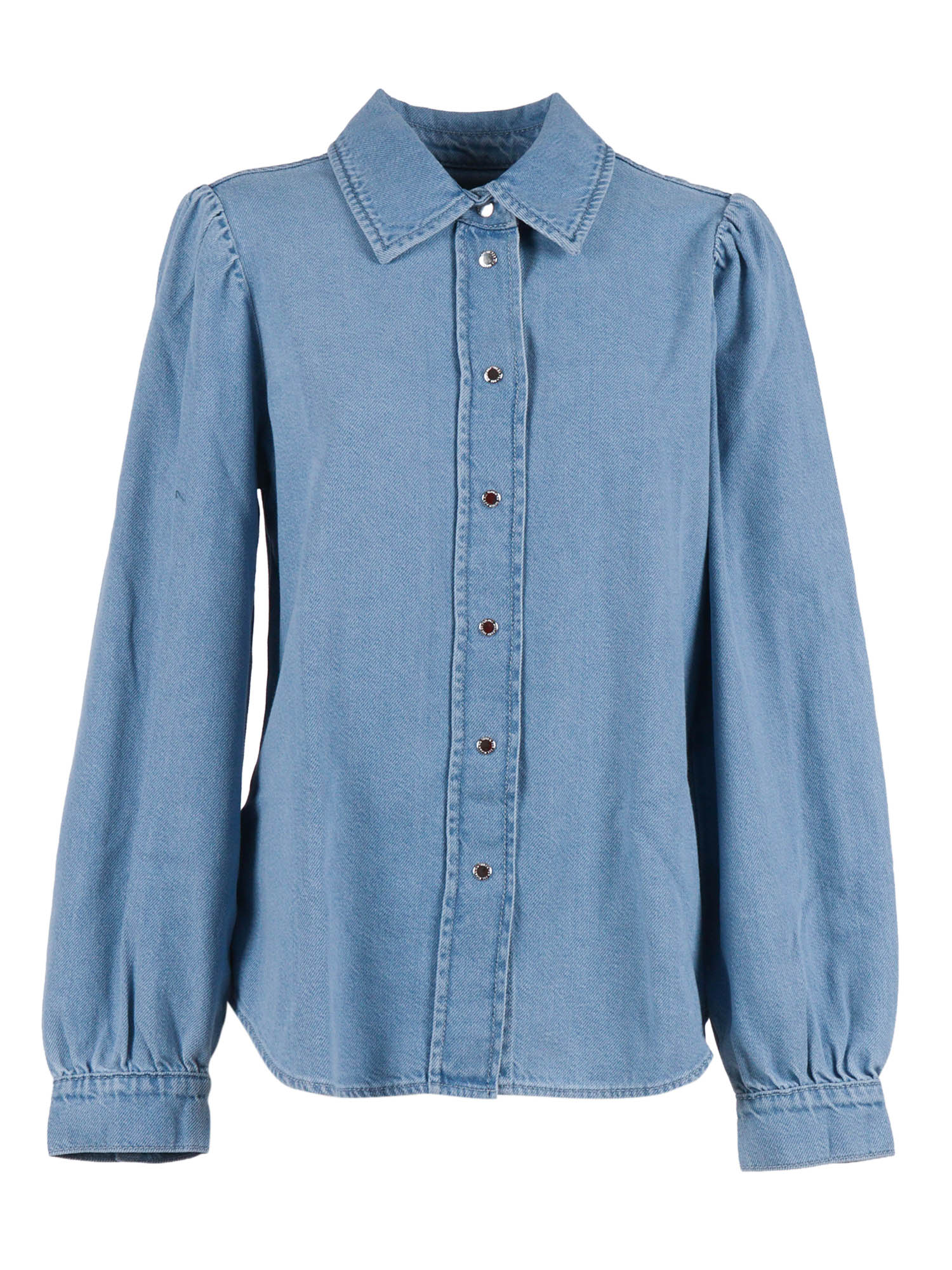 PUFF SLEEVES SHIRT Hana Blue Cotton Lyocell