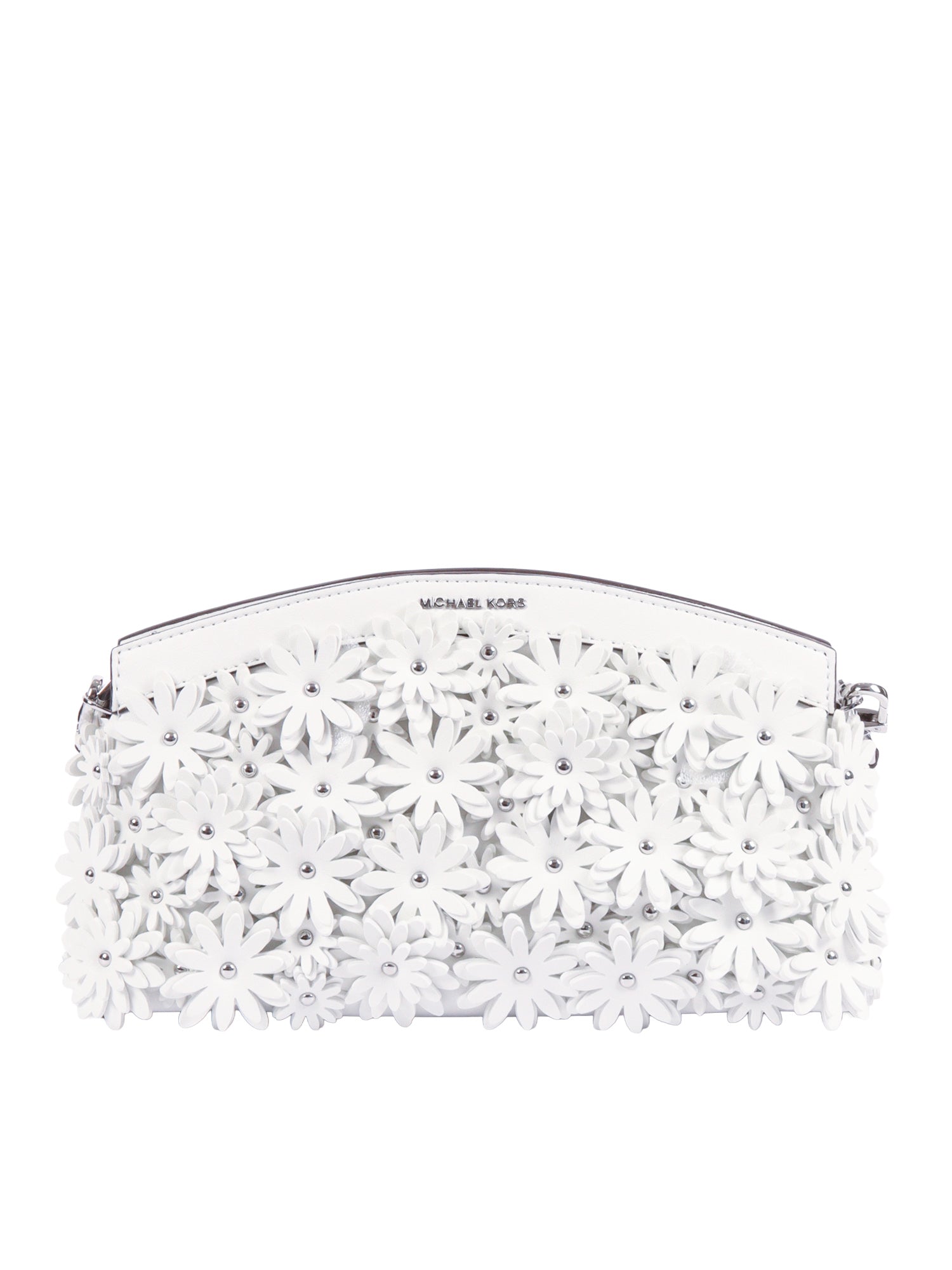 Sm Dome Chn Clutch Xbody White Polyurethane 35 % Polyester Handbag