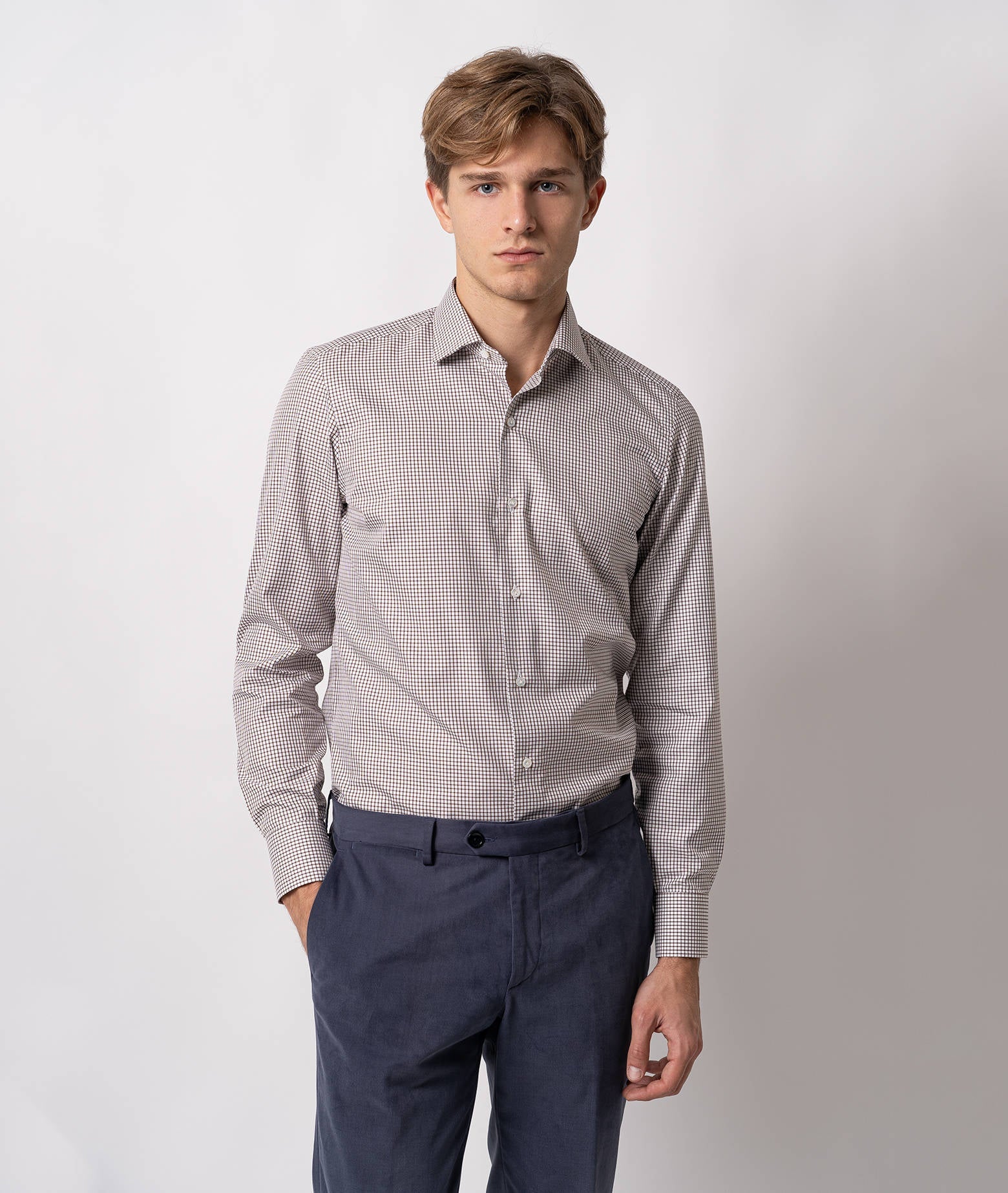 Tailored Cotton Shirt Hyde Park Brown Hand Made