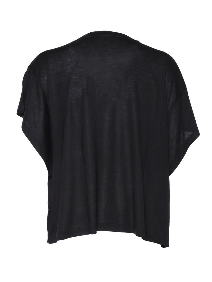 V NECK SWEATER Black Modal Silk