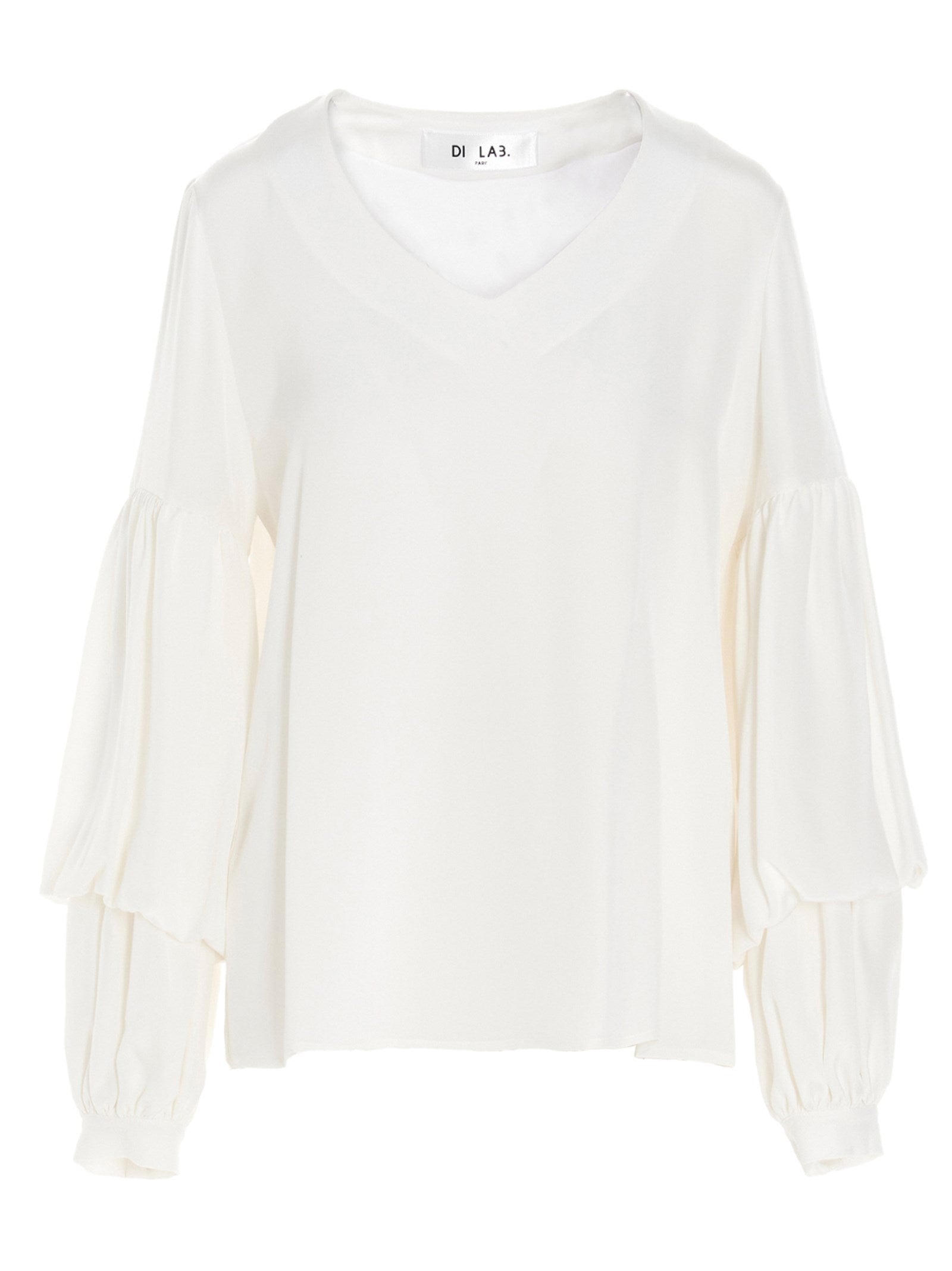 Puff-sleeve silk shirt White Shirt, Blouse