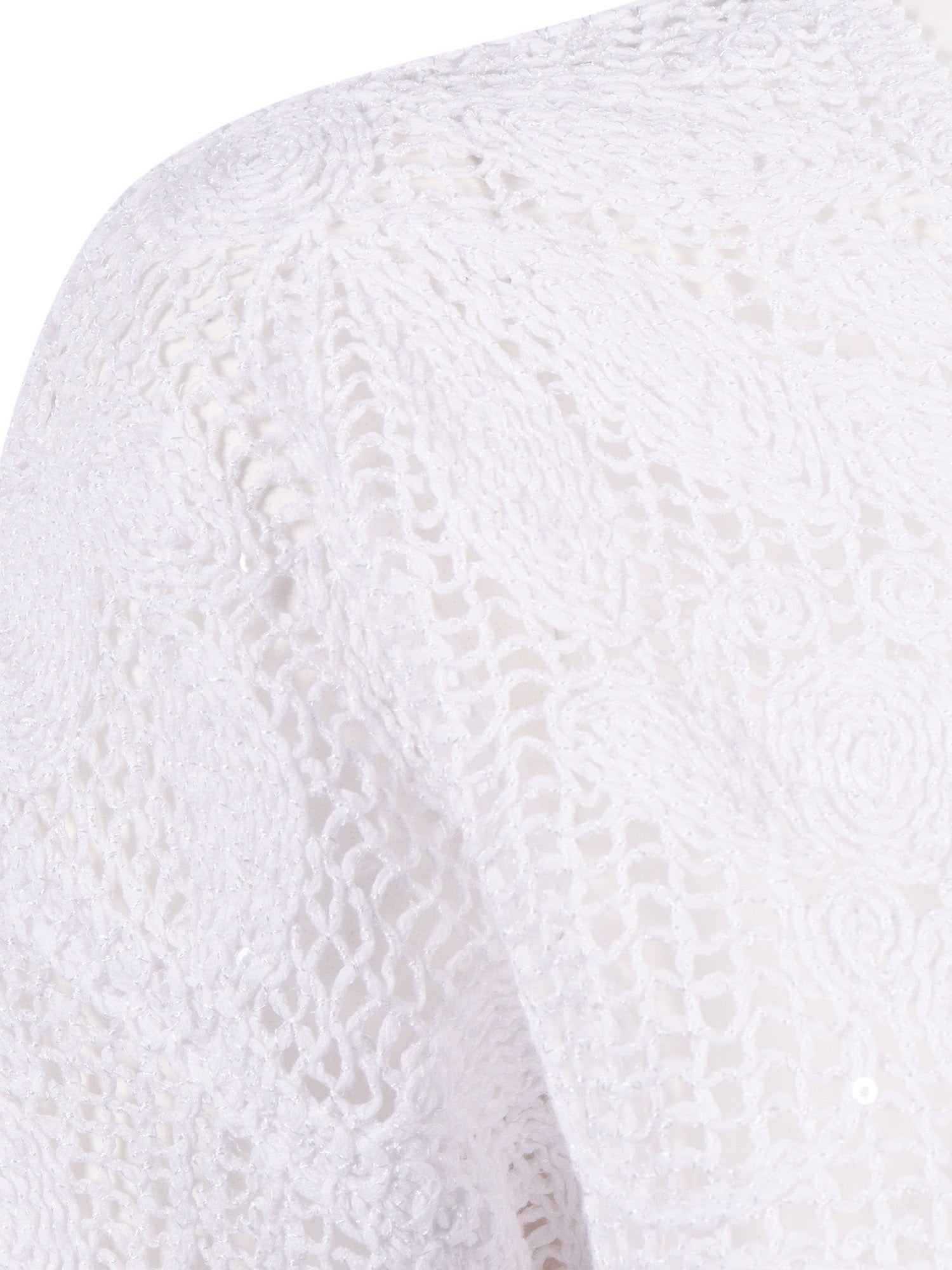 Crew Neck With Cornely Embroidery And Sequins White Cotton Polyamide Crewneck