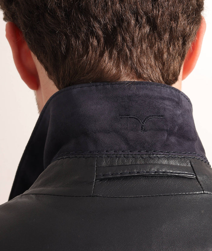 Leather Jacket Bullet Blue Blouson