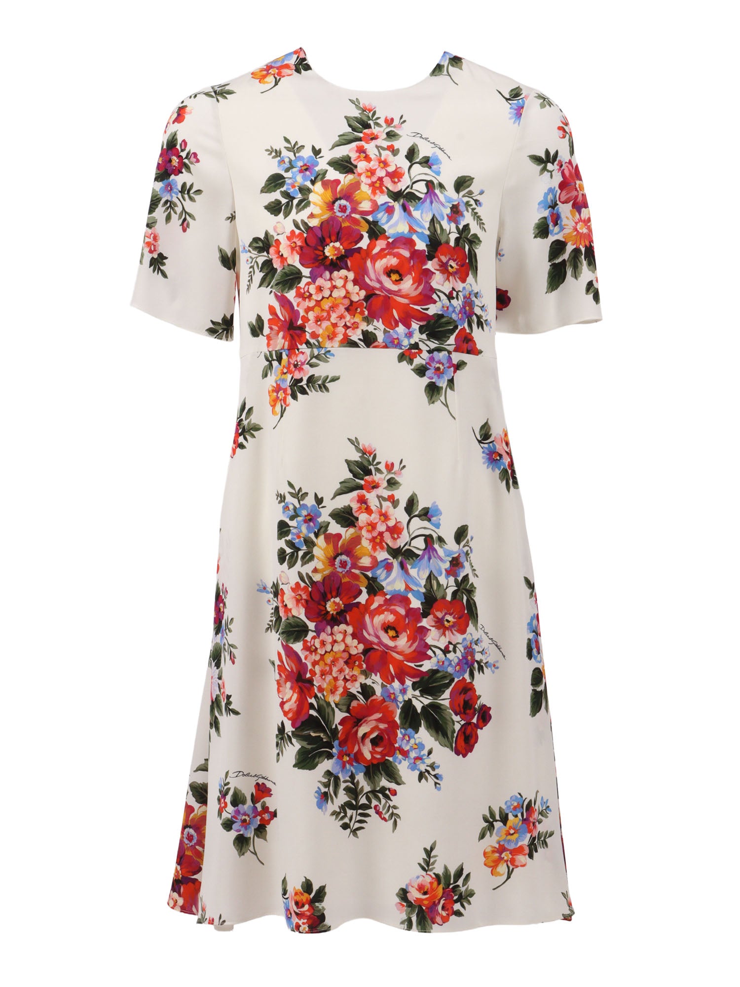 Short Sleeves Dress White Elastane Silk Fabric 2