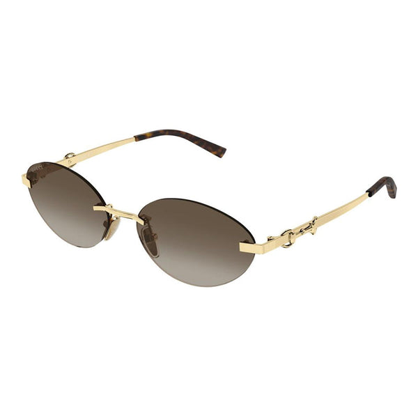 Gucci Sunglasses Oval Rimless, Gold Frame And Brown Gradient Lens Gg2051s004