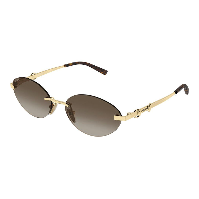 Gucci Sunglasses Oval Rimless, Gold Frame And Brown Gradient Lens Gg2051s004