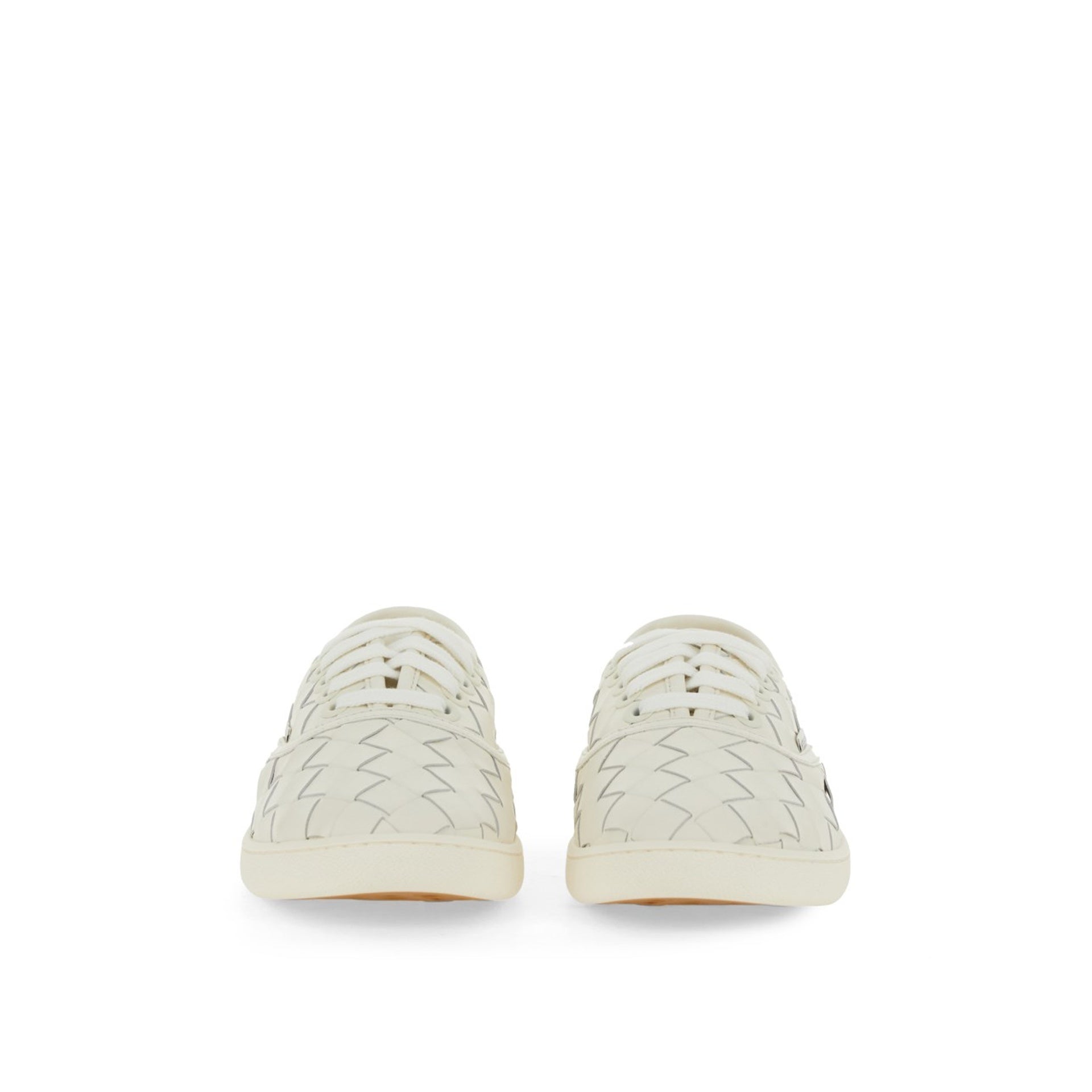 Intrecciato Leather Sneakers White Calf