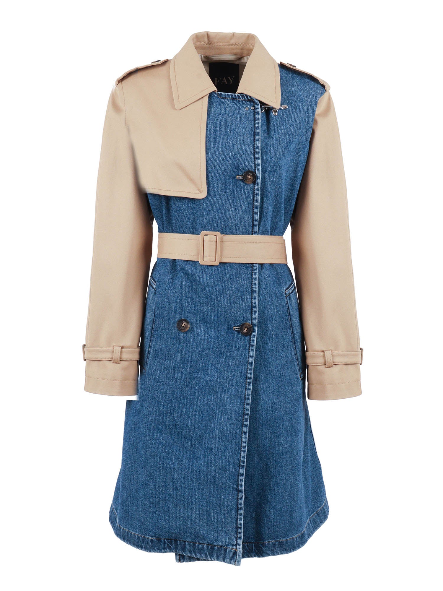 OVERSIZED DOUBLE-BREASTED TRENCH COAT Blue Cotton Trench-raincoat