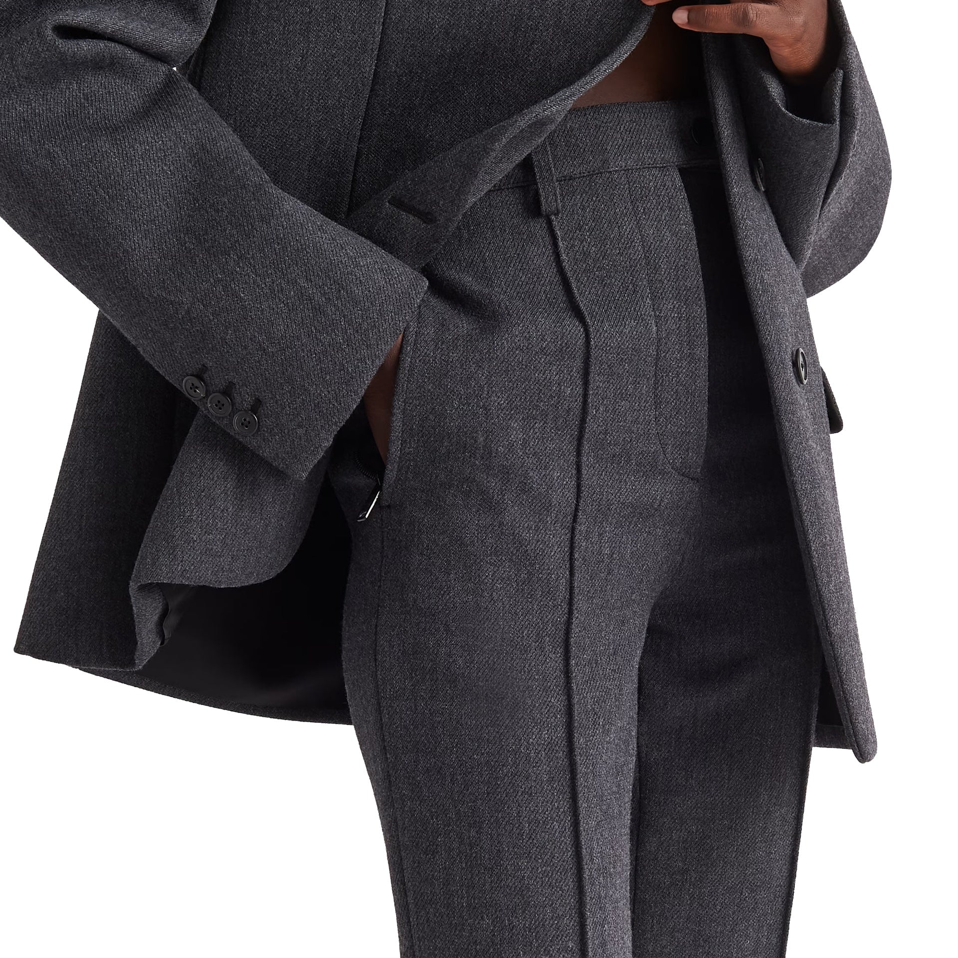 Wool Pants Gray Elastane Virgin