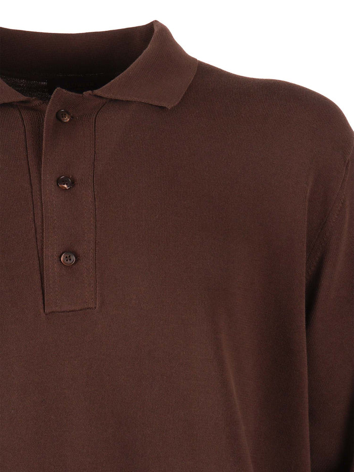Short Sleeve Polo Brown Cotton Shirt