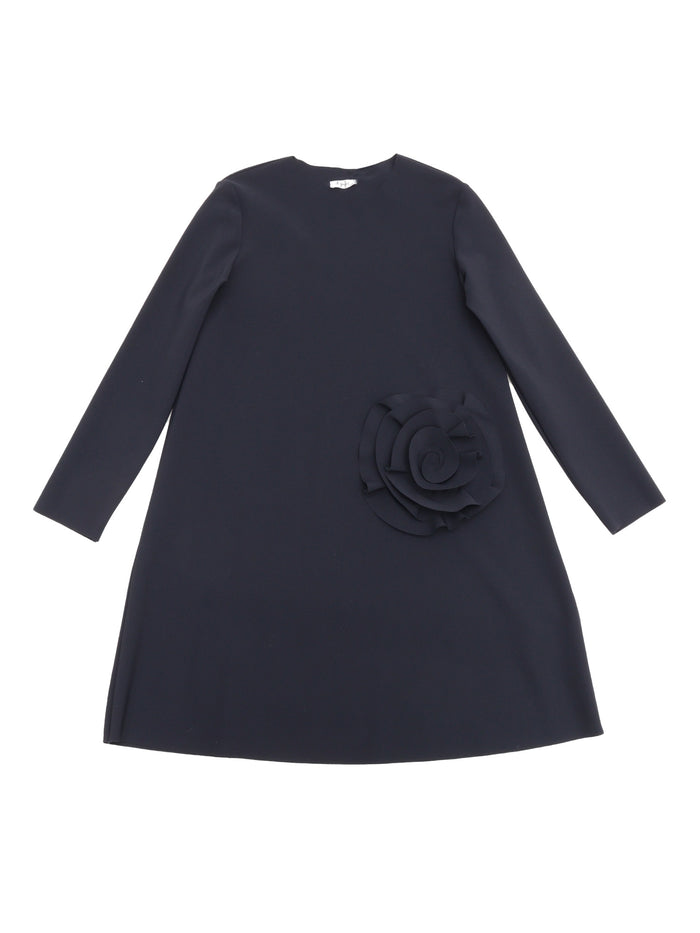 Long Sleeved Dress Blue Polyamide Elastane