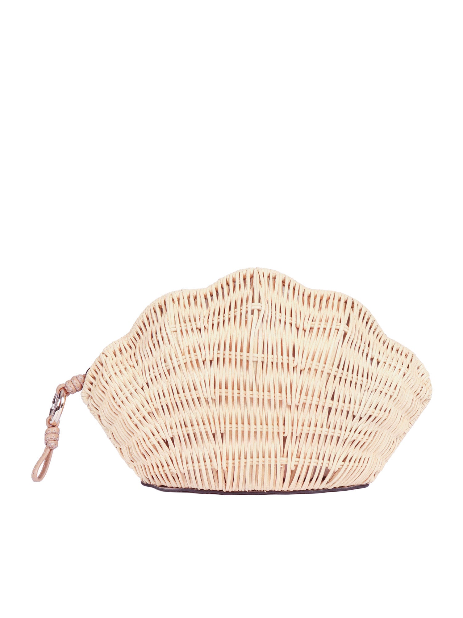Sm Shell Clutch Beige Rattan Handbag