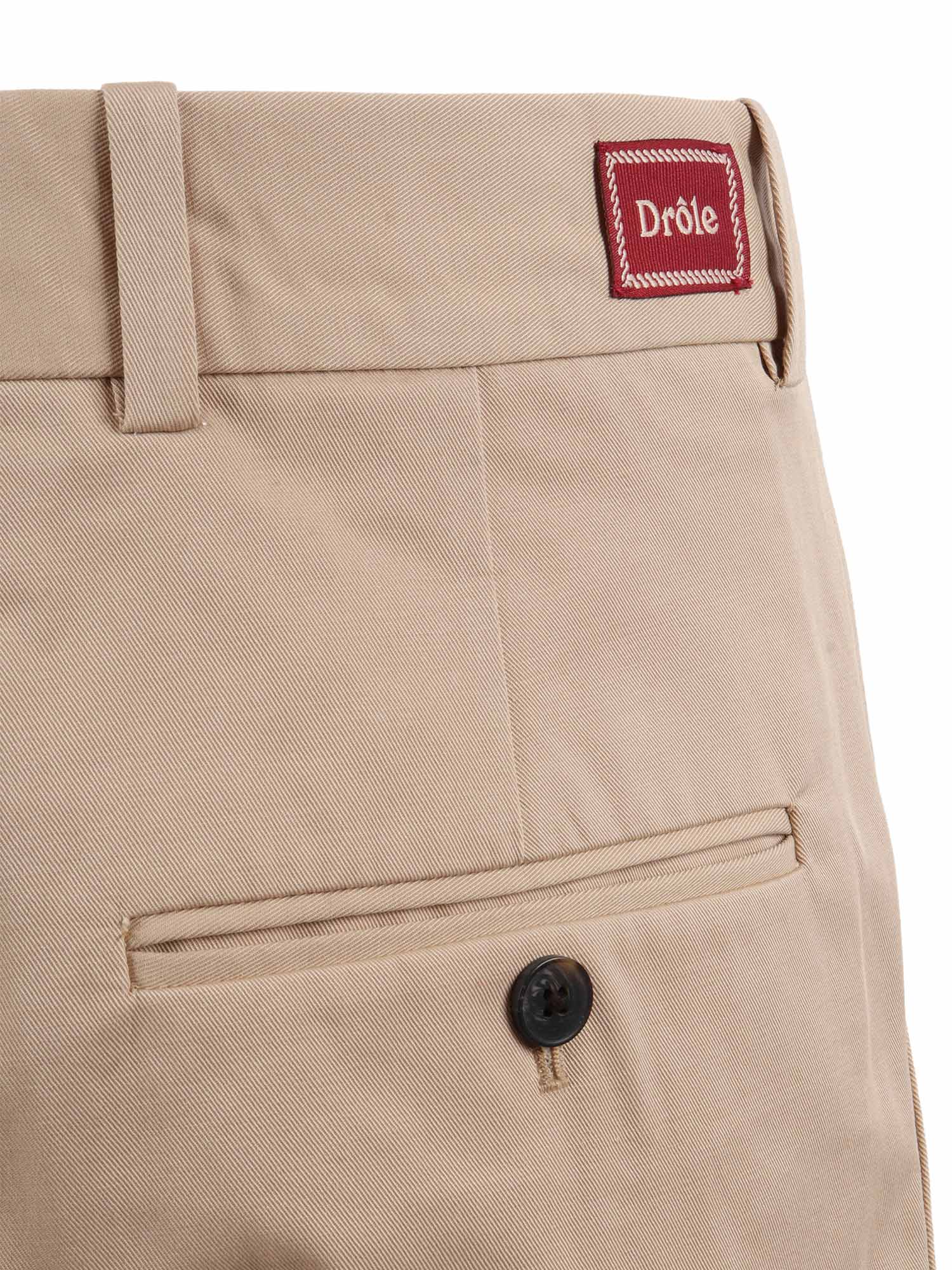 Pantalon Cropped � Plis Coton Beige Cotton Elastane Pant