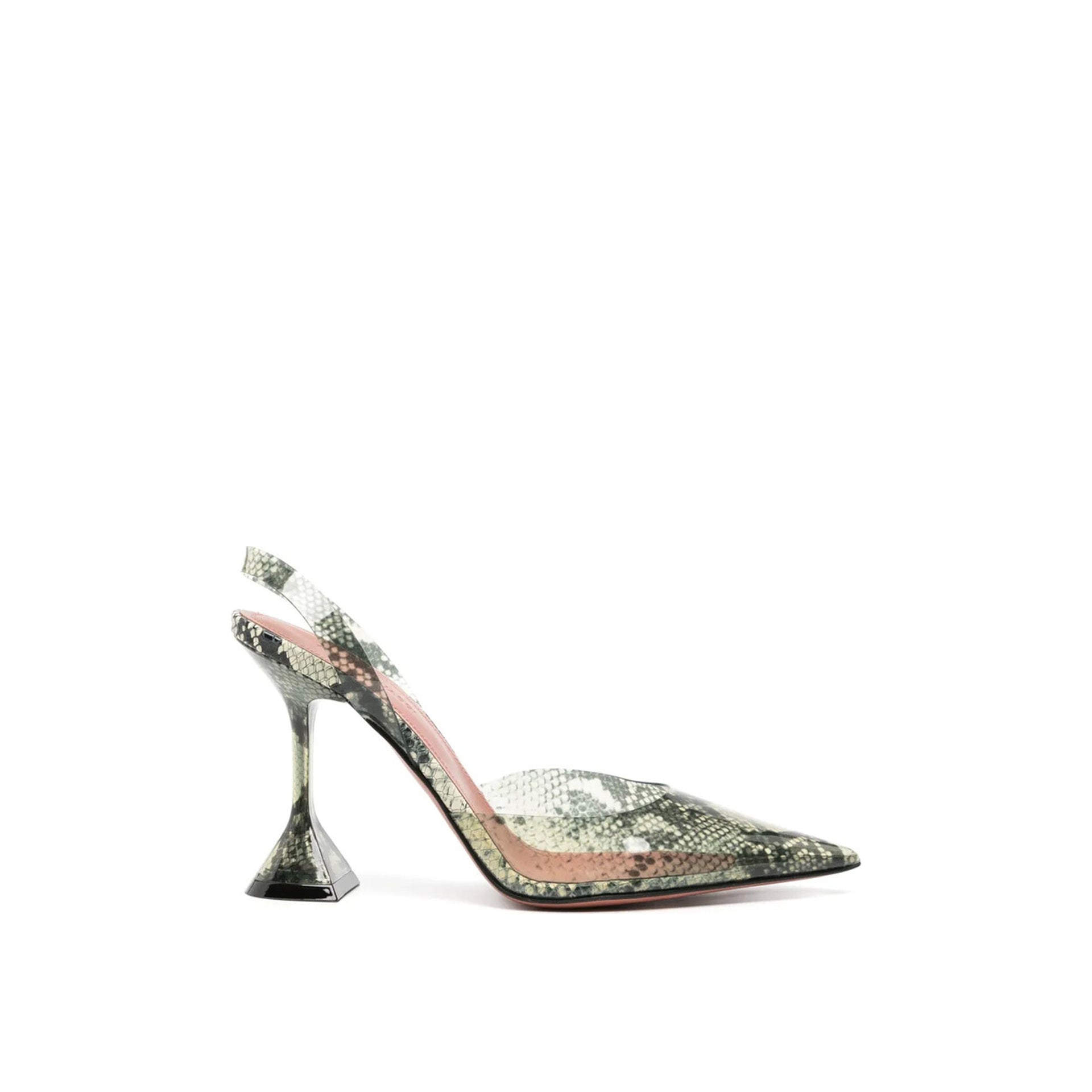 Amina Muaddi Holli Glass 95mm Snakeskin-Effect Pumps Green Pvc
