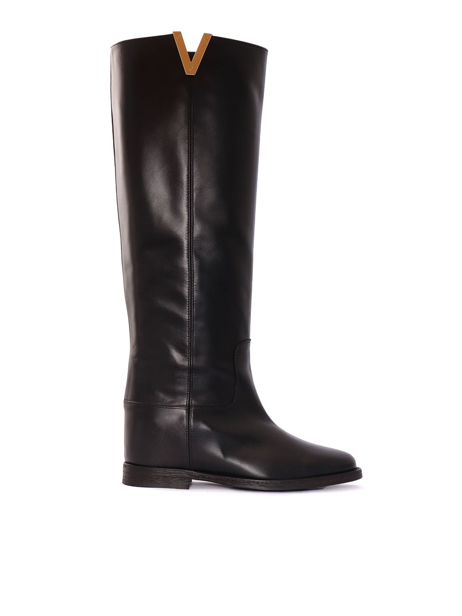 ICONIC V BOOTS Black Leather Sole Rubber