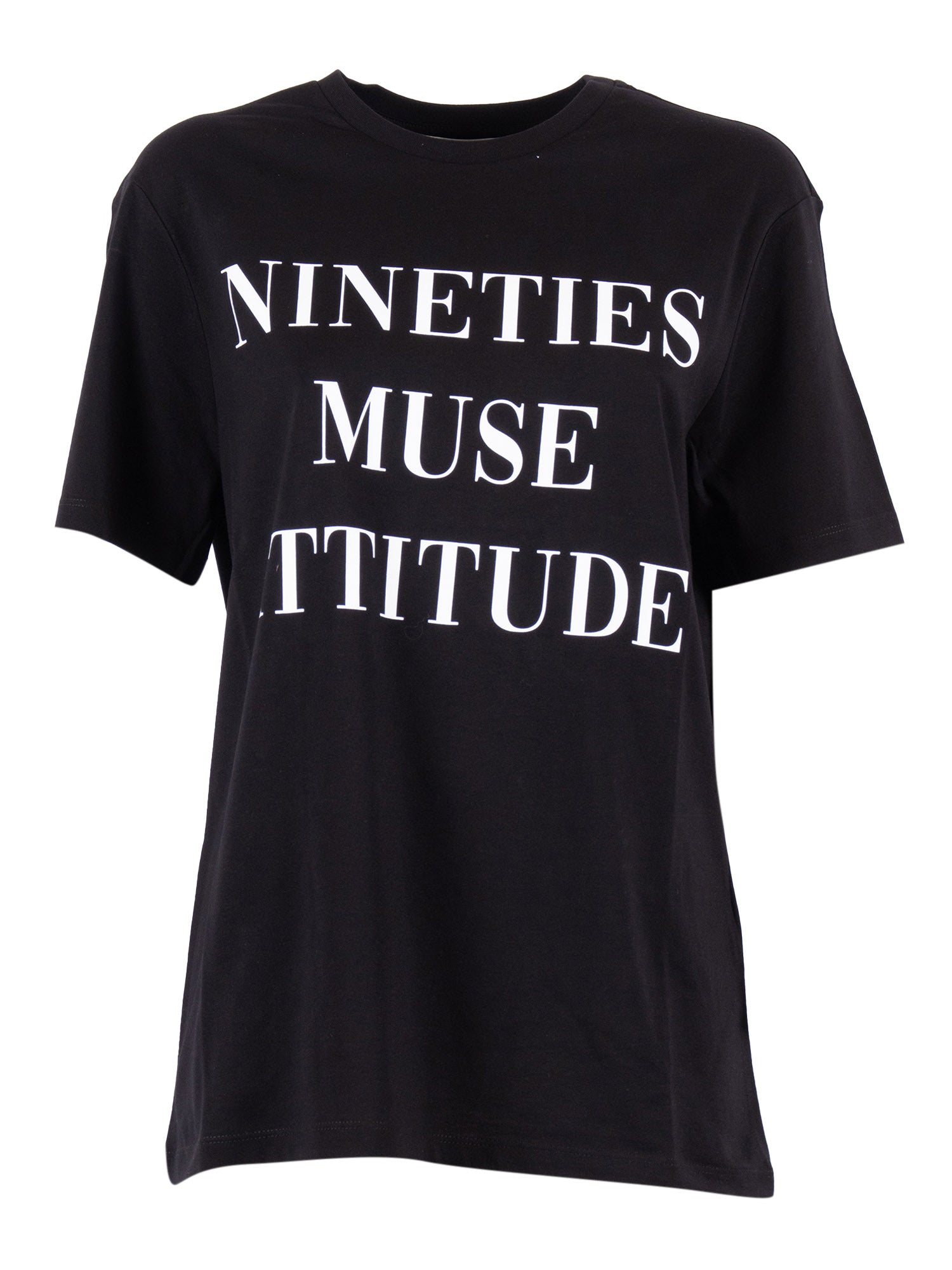 WOMENS T-SHIRT Black Cotton Crewneck
