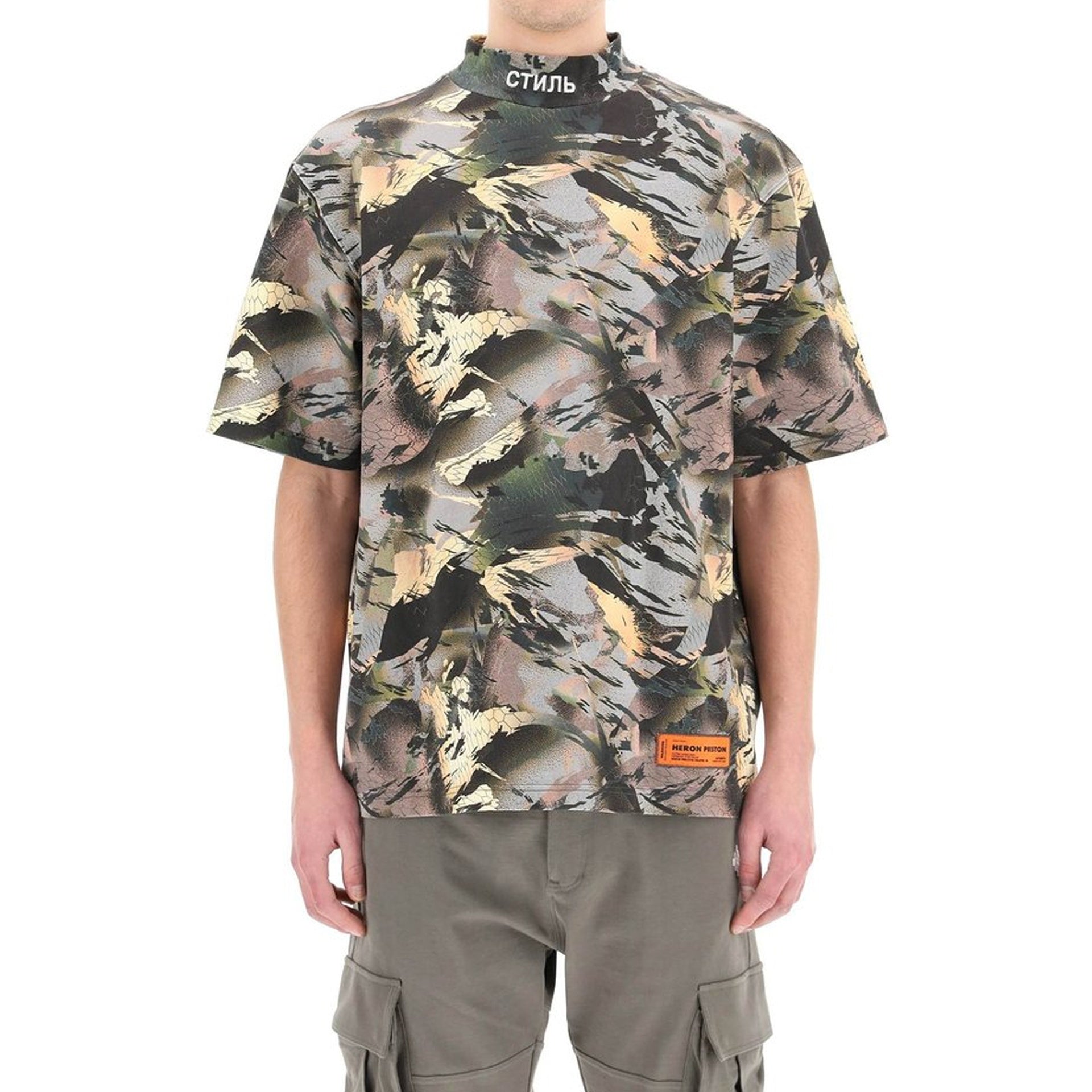 Heron Preston Camouflage Print T-Shirt Green Cotton