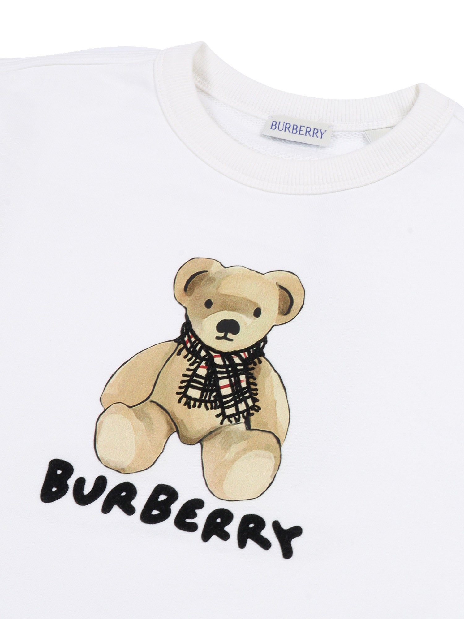 Kid Girl Sweaters White Cotton Crewneck