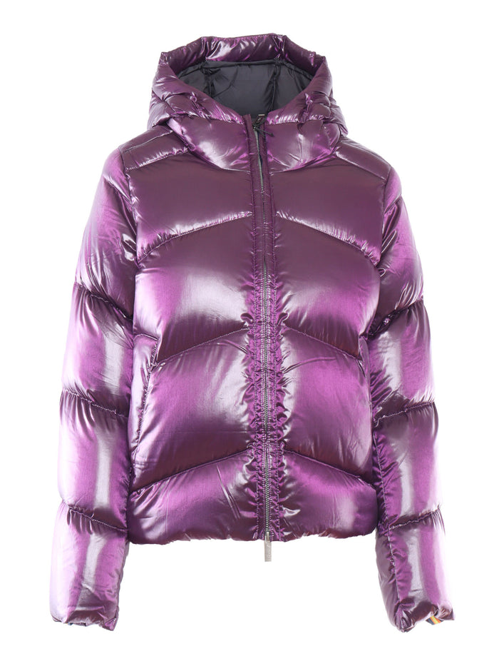 Ninev Crystal Chintz Thermo Down Jacket Purple Short Puffer